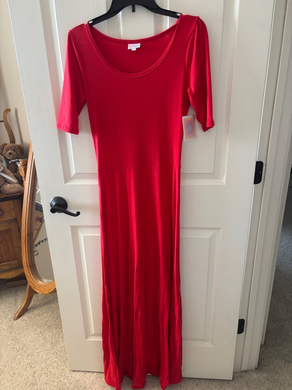 LuLaRoe Red Scoop Neck Maxi Dress